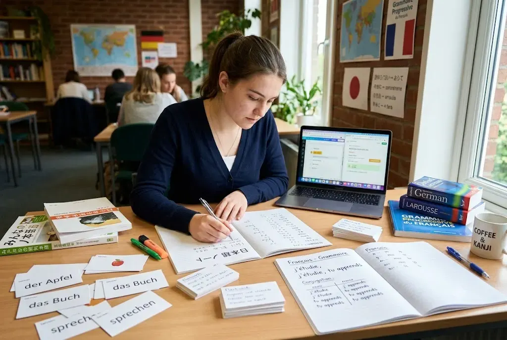 Student studying can you learn two languages at once using separate language learning resources